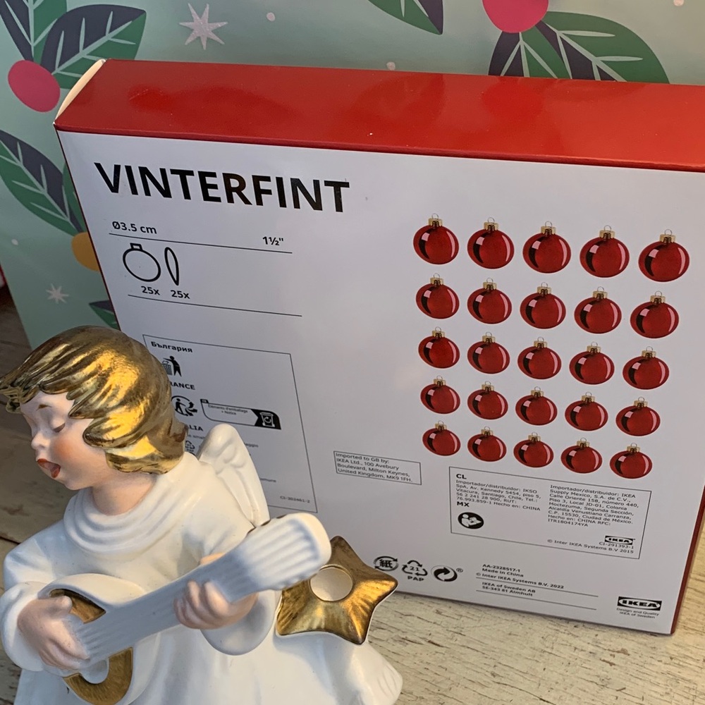 25 pc IKEA VINTERFINT Red Holiday round Christmas tree Ornaments • discontinued! - Picture 12 of 17
